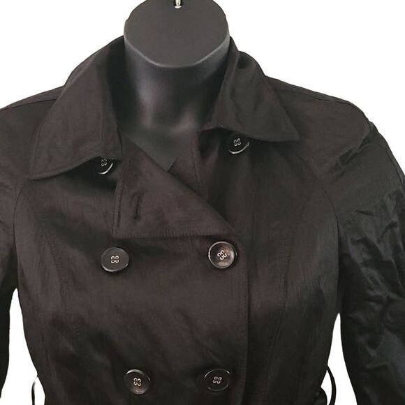 INC International Concepts Trimmed Belted Trench Coat - size Small Petite - Picture 3 of 9